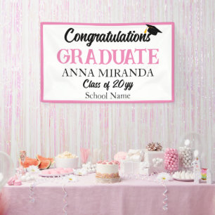 Pink Congratulations Graduate Grad Banner
