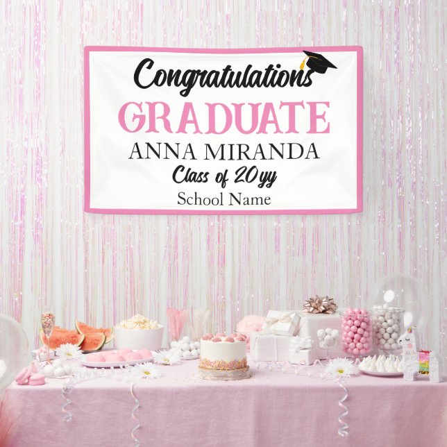  Pink Congratulations Graduate Grad Banner (Party)