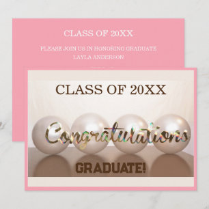 Pink Congratulations Graduate Graduation Balloon Invitation