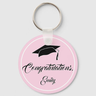 Pink Congratulations Graduation Cap Key Ring