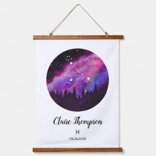 Pink Constellation Pisces Horoscope Sign Gift Hanging Tapestry