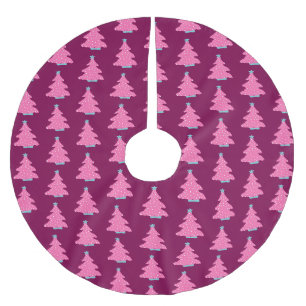 Pink Contemporary Christmas Trees Brushed Polyester Tree Skirt