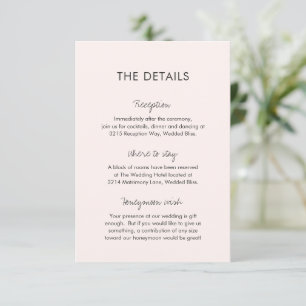 Pink Contemporary Script Modern Wedding Enclosure Card