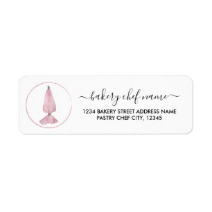 Pink Cook Bakery Chef Pastry Patisserie Return Address Label