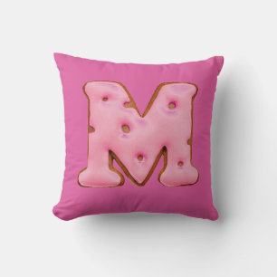 Pink Cookie Letter M Kids/ Child's Throw Pillow