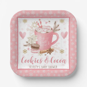 Pink Cookies and Cocoa Baby Shower Paper Plate