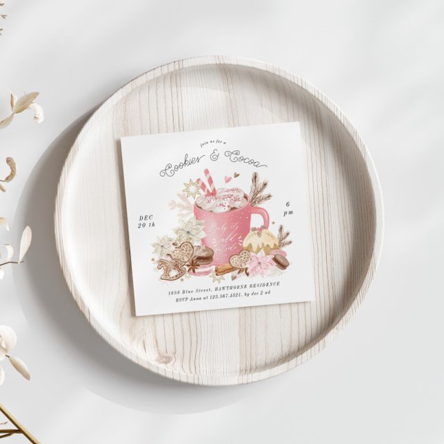 Pink Cookies and Cocoa Holiday Party Invite (Creator Uploaded)