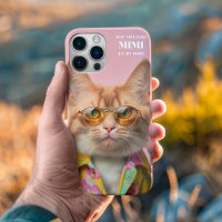 Pink Cool Cat Illustration Glasses Pet Paws
