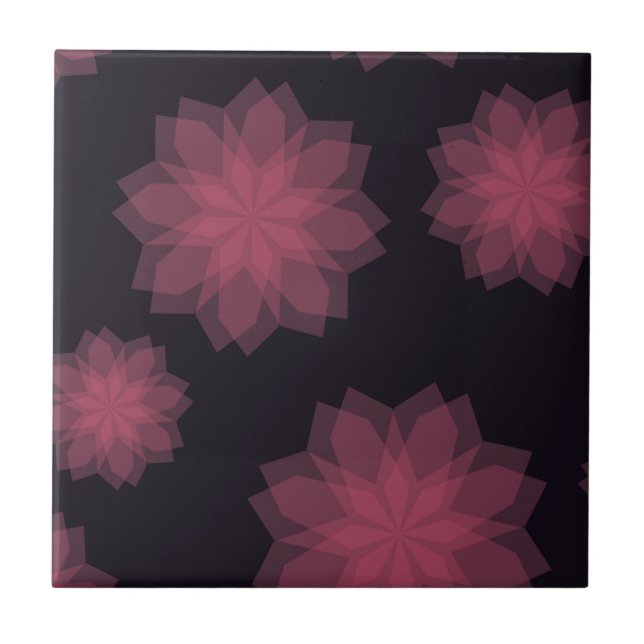 Pink, cool, trendy, modern flower abstraction ceramic tile (Front)