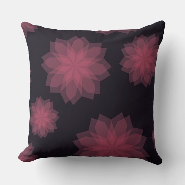 Pink, cool, trendy, modern flower abstraction cushion (Front)
