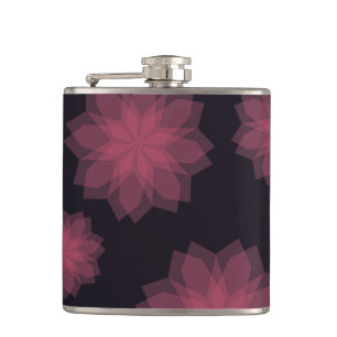 Pink, cool, trendy, modern flower abstraction hip flask