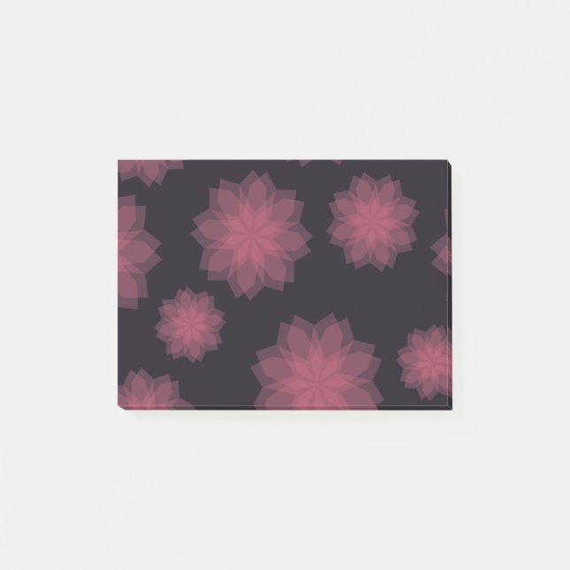 Pink, cool, trendy, modern flower abstraction post-it notes (Front)