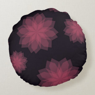 Pink, cool, trendy, modern flower abstraction round cushion