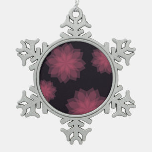 Pink, cool, trendy, modern flower abstraction snowflake pewter christmas ornament