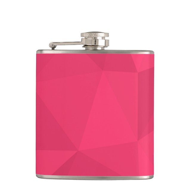 Pink, cool, unique, trendy triangle illustration hip flask (Front)