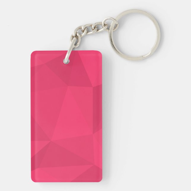 Pink, cool, unique, trendy triangle illustration key ring (Back)