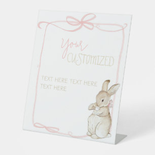 Pink Coquett Peter the Rabbit Birthday Custom Sign