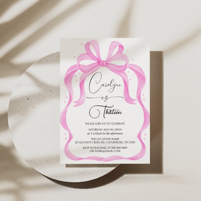 Pink Coquette 13th Birthday Invitation (Creator Uploaded)