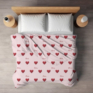 Pink 'Coquette Aesthetic' Love Hearts Fleece Blanket