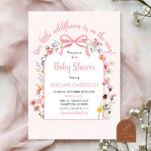 Pink Coquette Arch Spring Wildflower Baby Shower Invitation