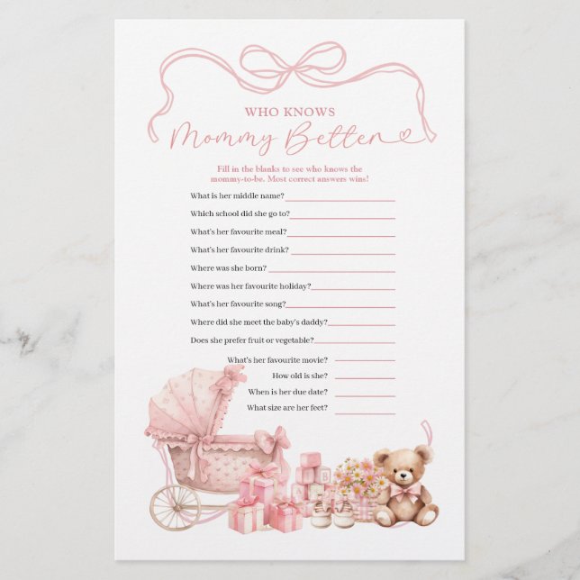 Pink Coquette Baby Carriage Who Know Mommy Better (Front)