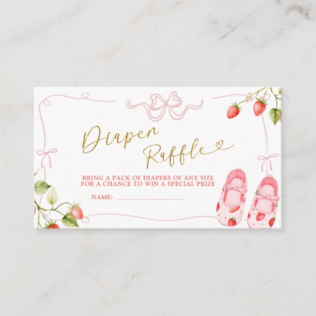 Pink Coquette Baby Clothes Berry Diaper Raffle Enclosure Card (Front)
