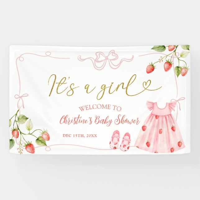 Pink Coquette Baby Clothes Berry Large Banner (Horizontal)