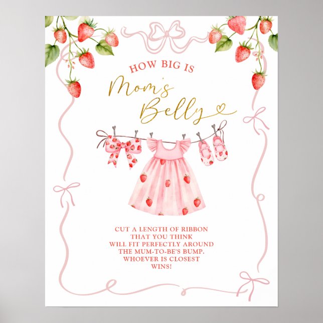 Pink Coquette Baby Clothes How Big Is Mum Belly Poster (Front)