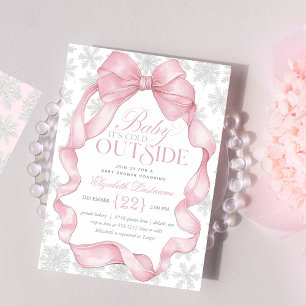 Pink Coquette Baby It's Cold Outside Baby Shower Invitation