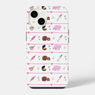 Pink Coquette Baking Pattern Pastel Kitchen Lover iPhone 14 Case