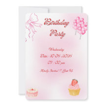 Pink Coquette Birthday Party Invitation Cute Bows 