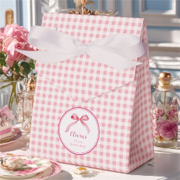 Pink Coquette Bow 1st Birthday Girl Favour Box
