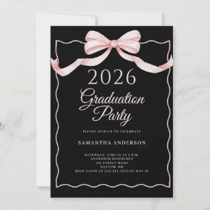 Pink Coquette Bow 2026 Graduation Party Invitation