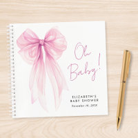 Pink Coquette Bow Baby Girl Shower Guest Book
