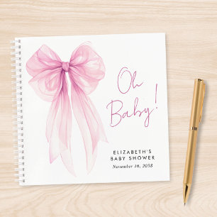 Pink Coquette Bow Baby Girl Shower Guest Book