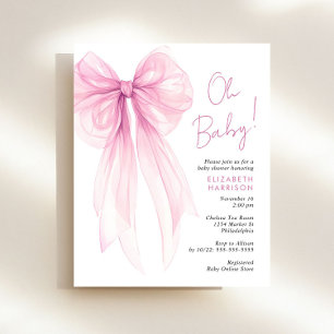 Pink Coquette Bow Baby Girl Shower Invitation