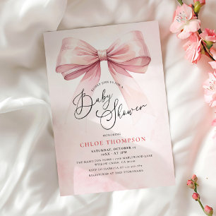 Pink Coquette Bow Baby Girl Shower Invitation