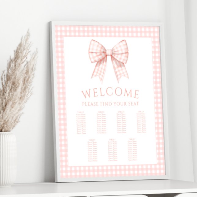 Pink Coquette Bow Baby Girl Shower Seating Chart (Creator Uploaded)