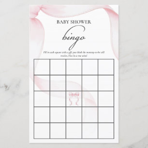 Pink Coquette Bow Baby Shower Bingo Game