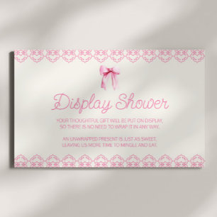 Pink Coquette Bow Baby Shower Display Shower Enclosure Card