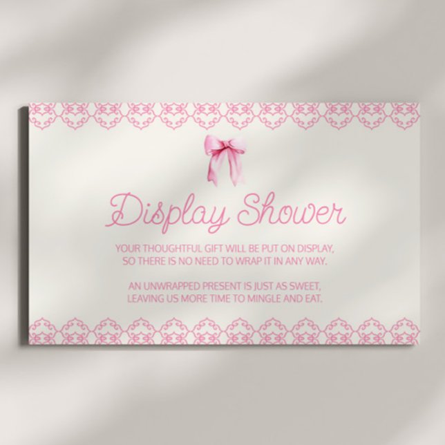 Pink Coquette Bow Baby Shower Display Shower Enclosure Card (Creator Uploaded)