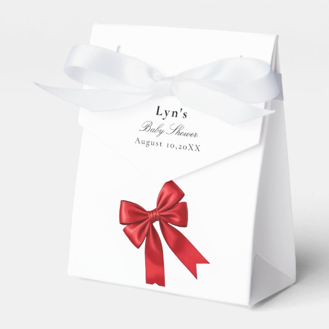 Pink Coquette Bow Baby Shower Favour Box (Front Side)