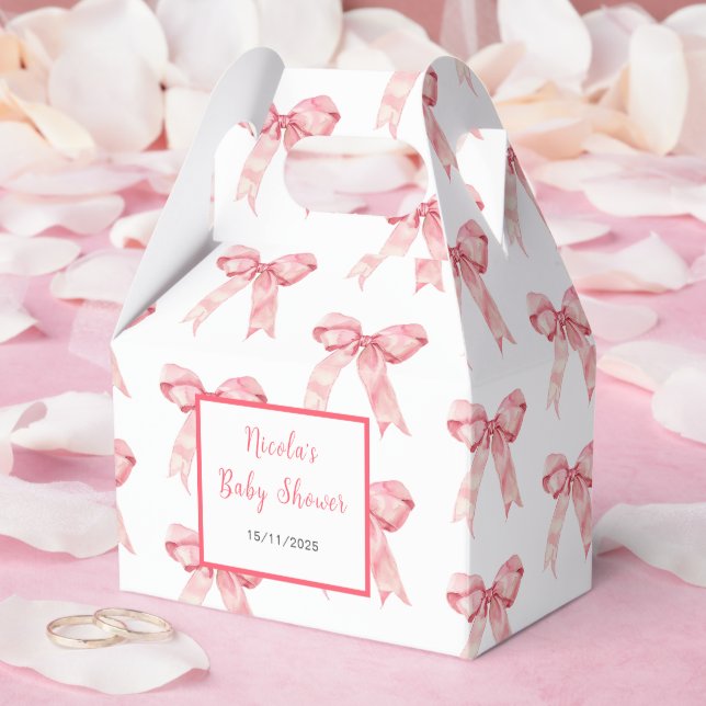 Pink Coquette Bow Baby shower Favour Box (Wedding)