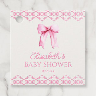 Pink Coquette Bow Baby Shower Favour Tags