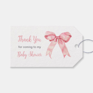 Pink Coquette Bow Baby Shower Gift Tags