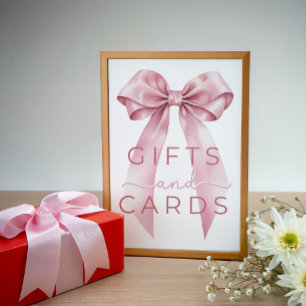 Pink Coquette Bow Baby Shower Gifts & Cards Sign
