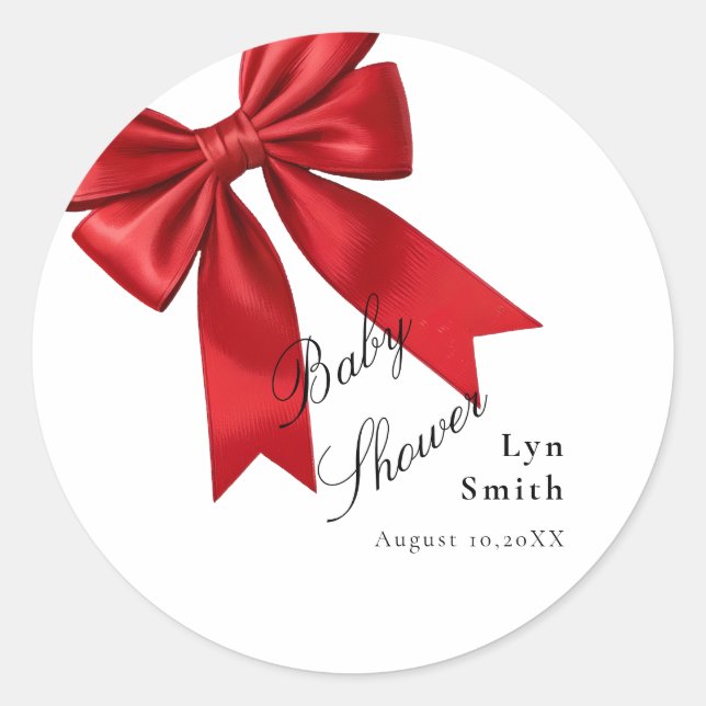Pink Coquette Bow Baby Shower Girl Sticker (Front)