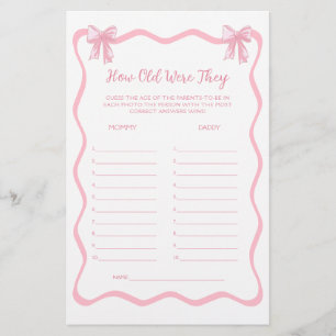 Pink Coquette Bow Baby Shower Guess The Age Game