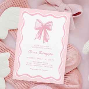 Pink Coquette Bow Baby Shower Invitation