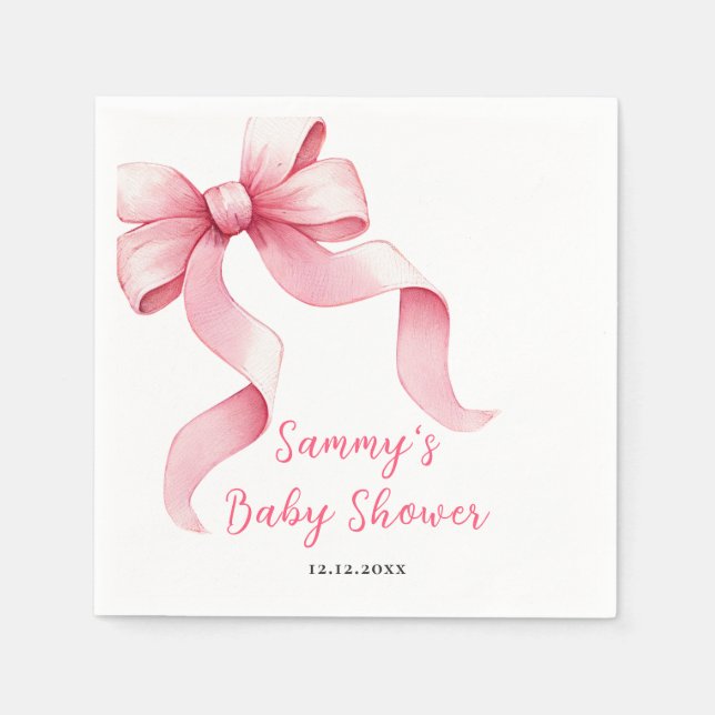 Pink Coquette Bow Baby Shower Napkin (Front)